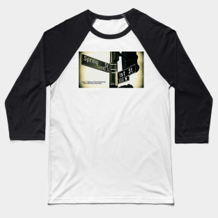 Spring Street & 1st Street, Los Angeles, California by Mistah Wilson Baseball T-Shirt